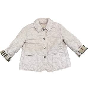 Little Girls Burberry Quilted Jacket, Pale Pink, Plaid, Lightweight, Size 2-3